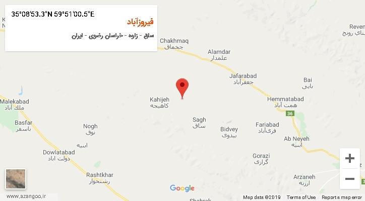 روستای فیروزآباد بر روی نقشه