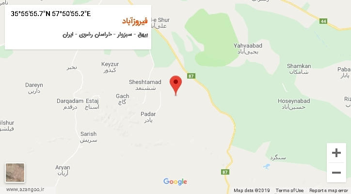 روستای فیروزآباد بر روی نقشه