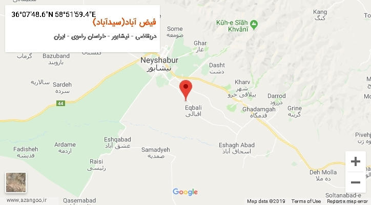 روستای فیض آباد(سیدآباد) بر روی نقشه