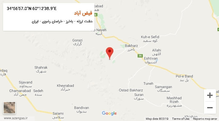 روستای فیض آباد بر روی نقشه
