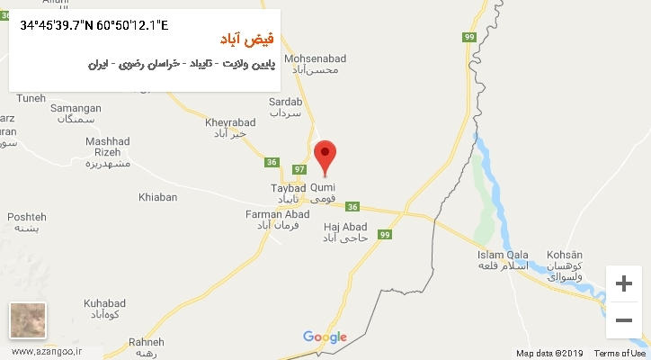 روستای فیض آباد بر روی نقشه