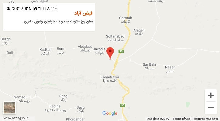 روستای فیض آباد بر روی نقشه