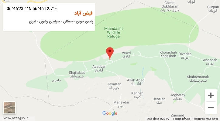 روستای فیض آباد بر روی نقشه