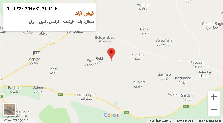 روستای فیض آباد بر روی نقشه