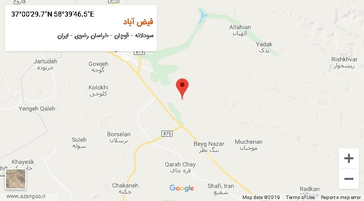 روستای فیض آباد بر روی نقشه