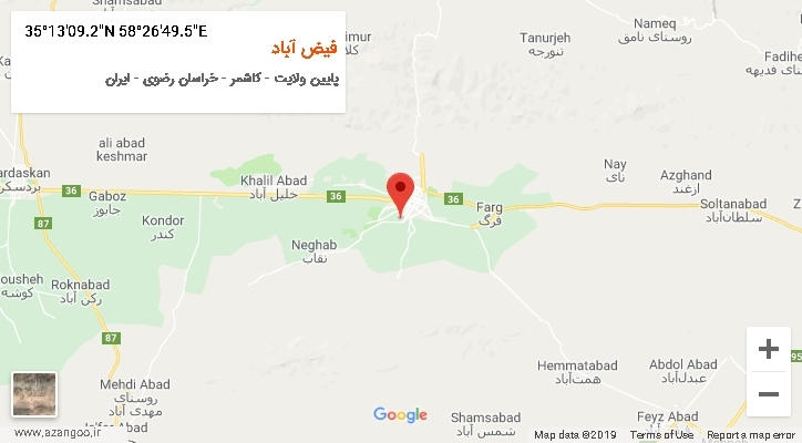 روستای فیض آباد بر روی نقشه