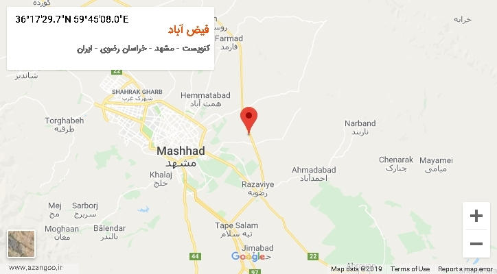 روستای فیض آباد بر روی نقشه