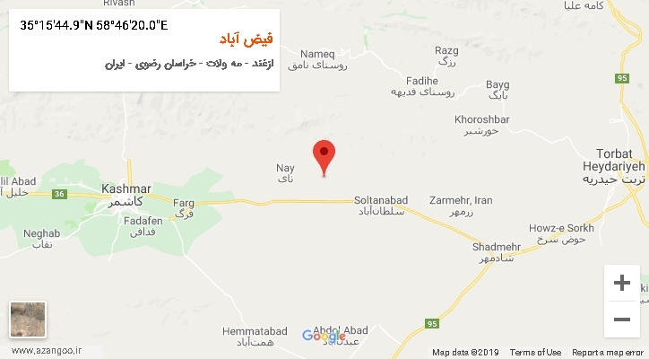 روستای فیض آباد بر روی نقشه