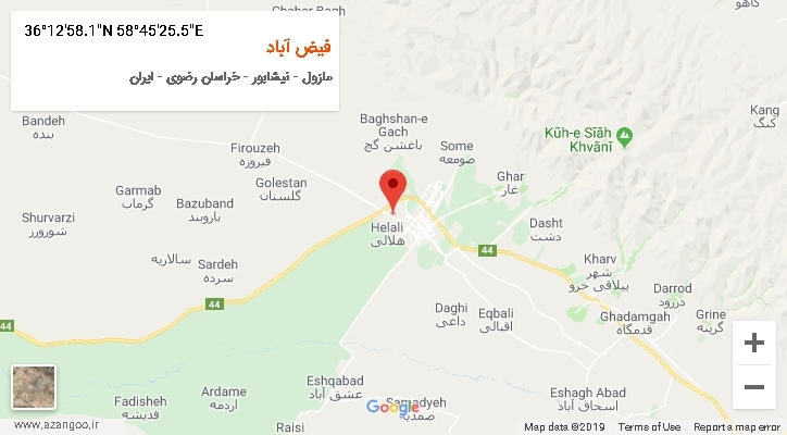 روستای فیض آباد بر روی نقشه