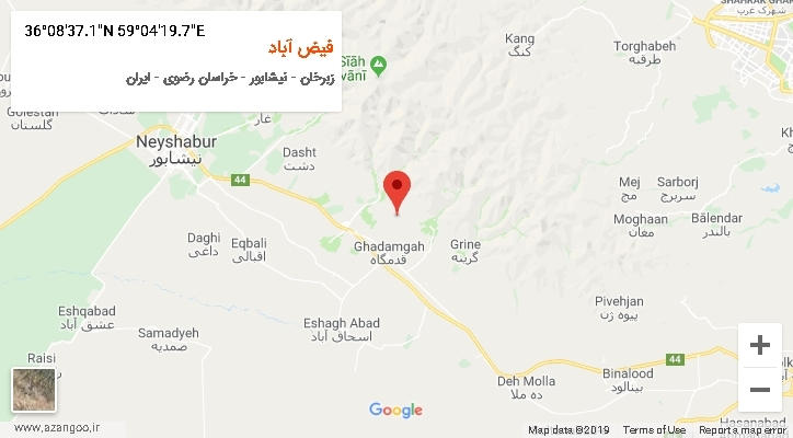 روستای فیض آباد بر روی نقشه