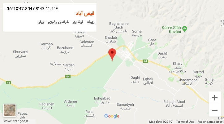 روستای فیض آباد بر روی نقشه