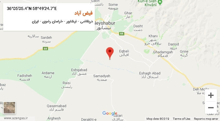 روستای فیض آباد بر روی نقشه