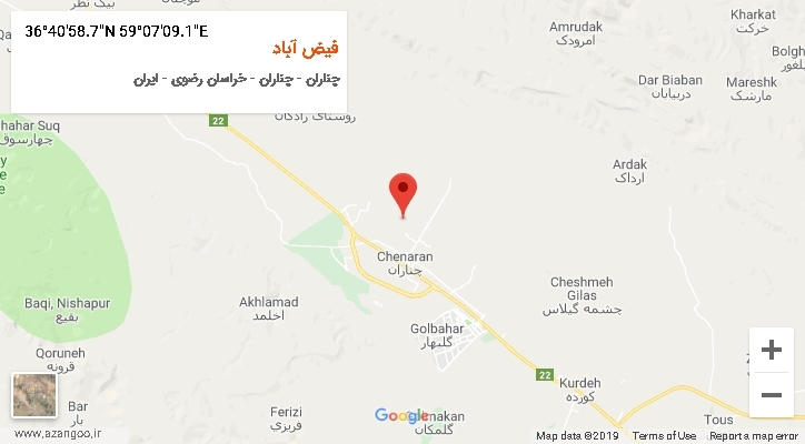 روستای فیض آباد بر روی نقشه