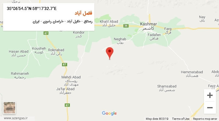 روستای فضل آباد بر روی نقشه
