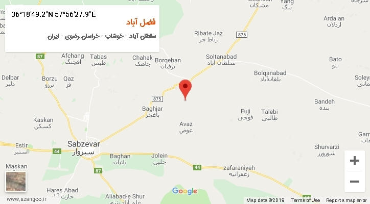 روستای فضل آباد بر روی نقشه