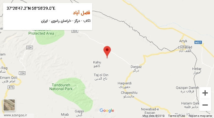 روستای فضل آباد بر روی نقشه