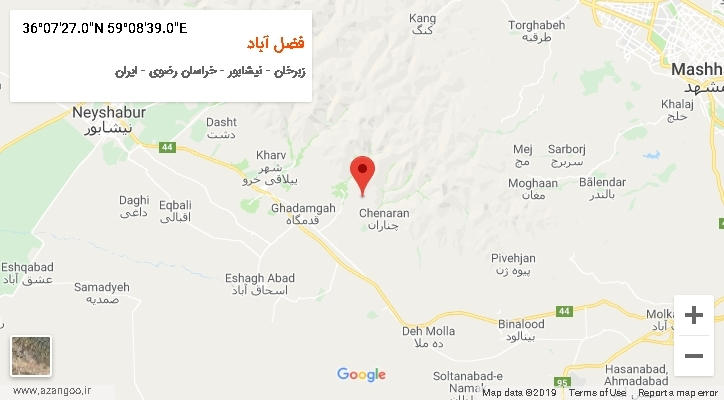 روستای فضل آباد بر روی نقشه