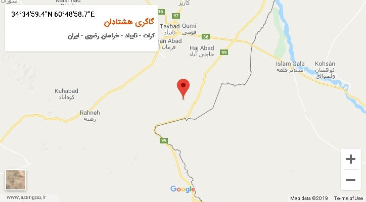 روستای گاگری هشتادان بر روی نقشه