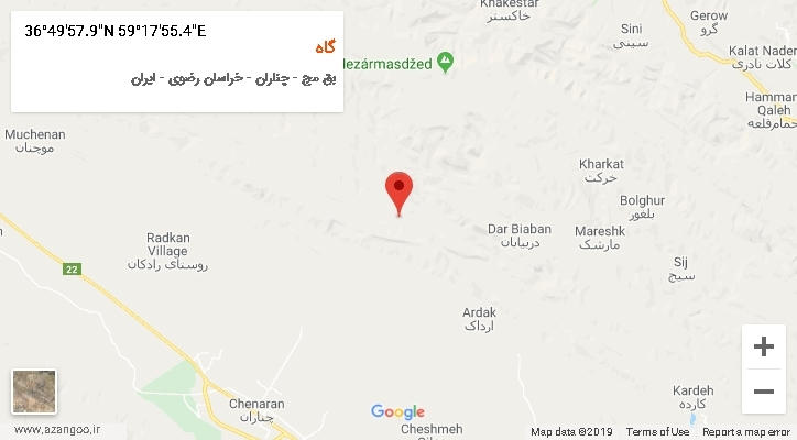 روستای گاه بر روی نقشه
