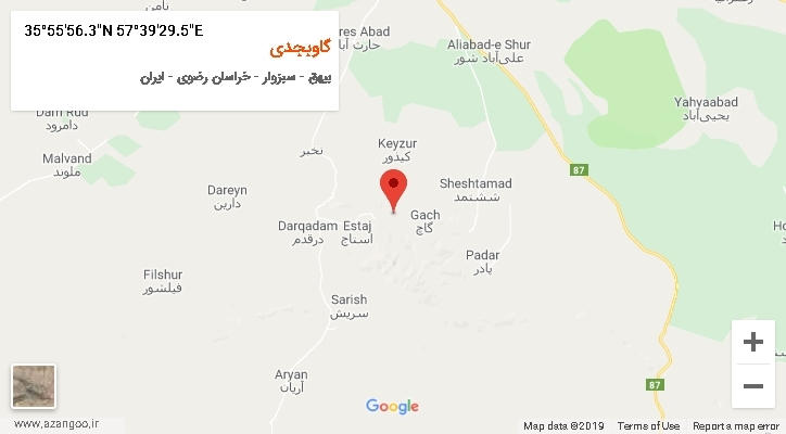 روستای گاوبجدی بر روی نقشه