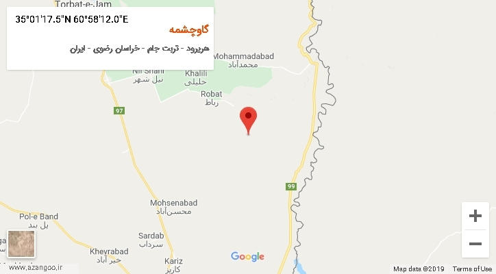 روستای گاوچشمه بر روی نقشه