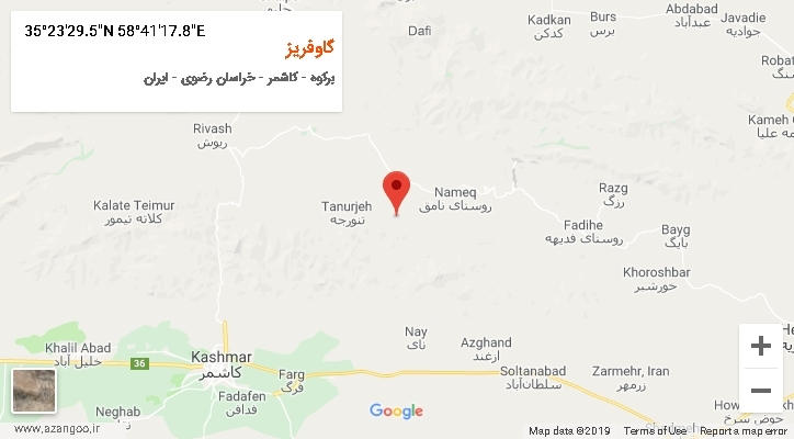 روستای گاوفریز بر روی نقشه