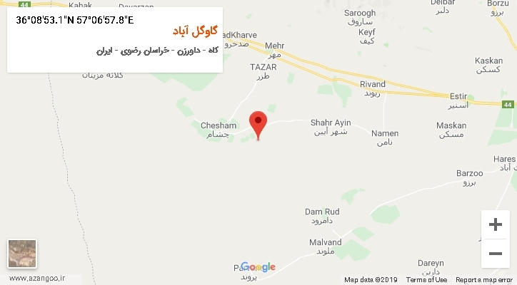 روستای گاوگل آباد بر روی نقشه