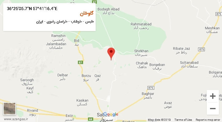 روستای گاوخان بر روی نقشه