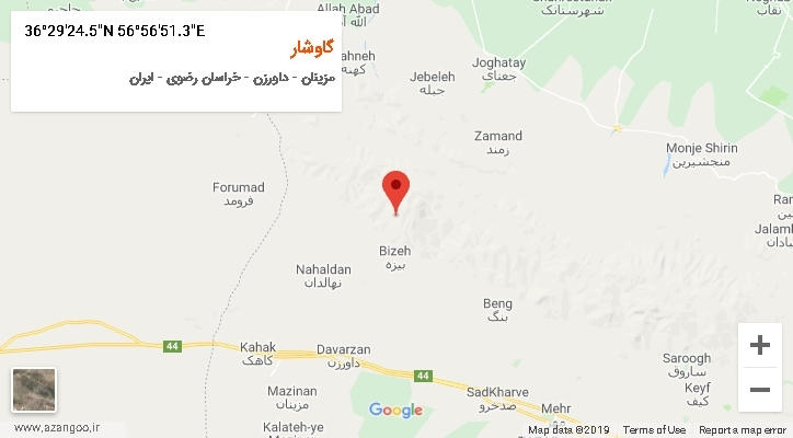 روستای گاوشار بر روی نقشه