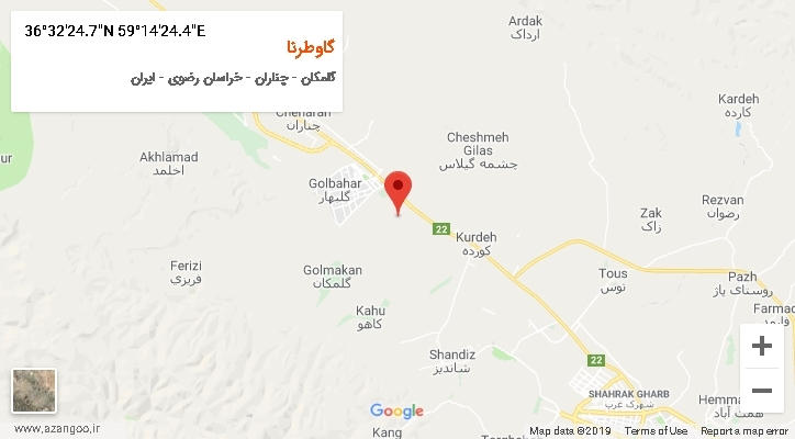 روستای گاوطرنا بر روی نقشه