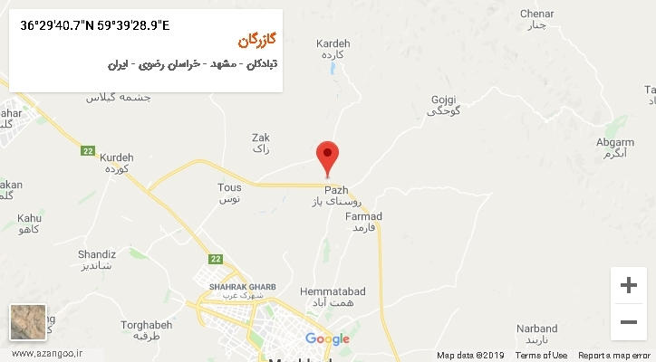 روستای گازرگان بر روی نقشه