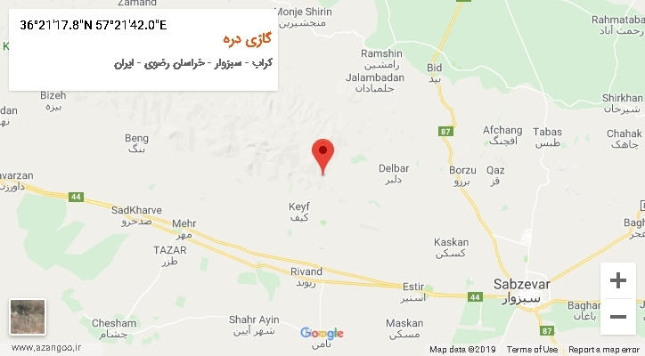 روستای گازی دره بر روی نقشه