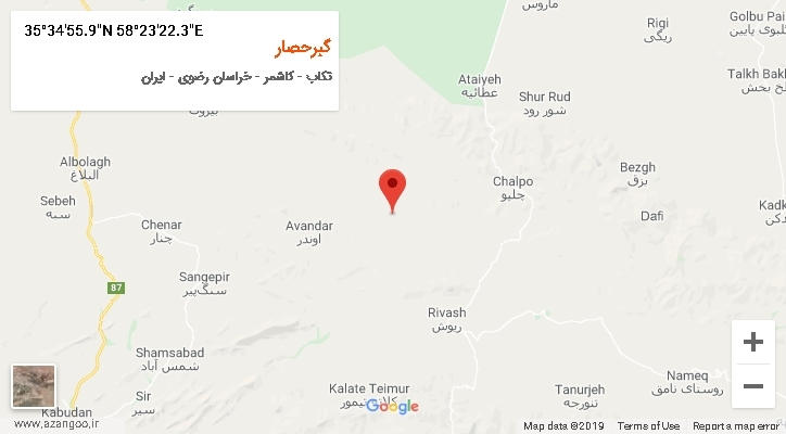 روستای گبرحصار بر روی نقشه