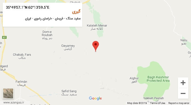 روستای گبری بر روی نقشه