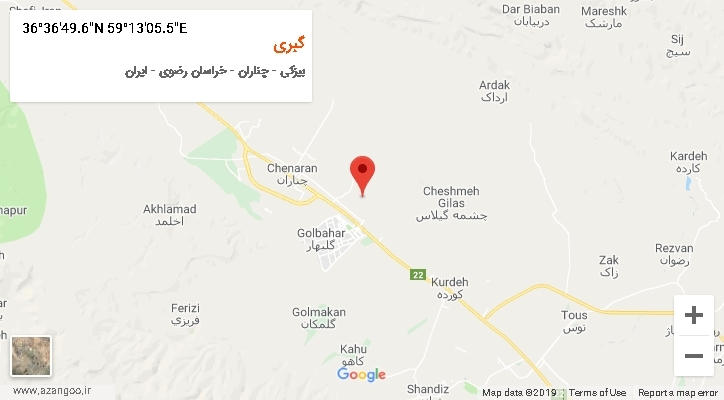 روستای گبری بر روی نقشه