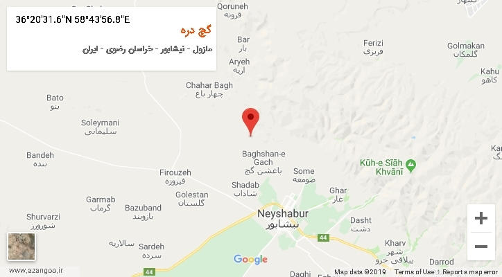 روستای گچ دره بر روی نقشه