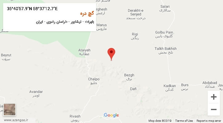 روستای گچ دره بر روی نقشه