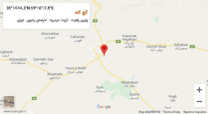 روستای گچ کنه بر روی نقشه