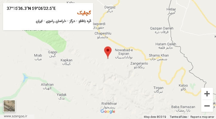 روستای گچلیک بر روی نقشه