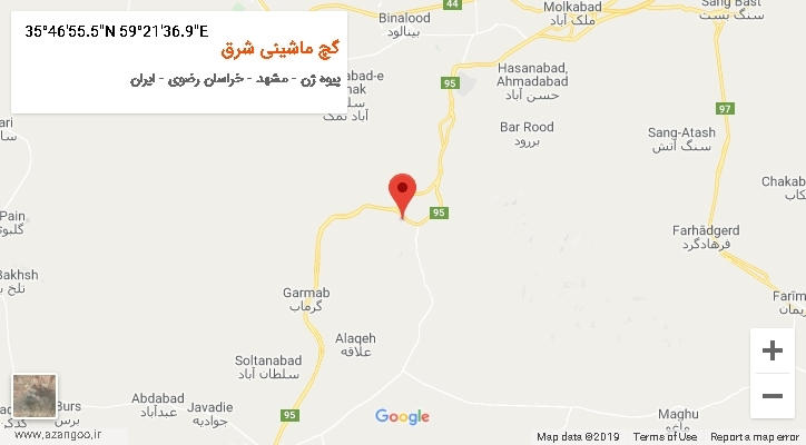 روستای گچ ماشینی شرق بر روی نقشه