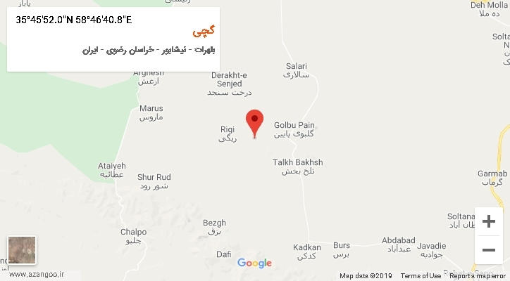 روستای گچی بر روی نقشه
