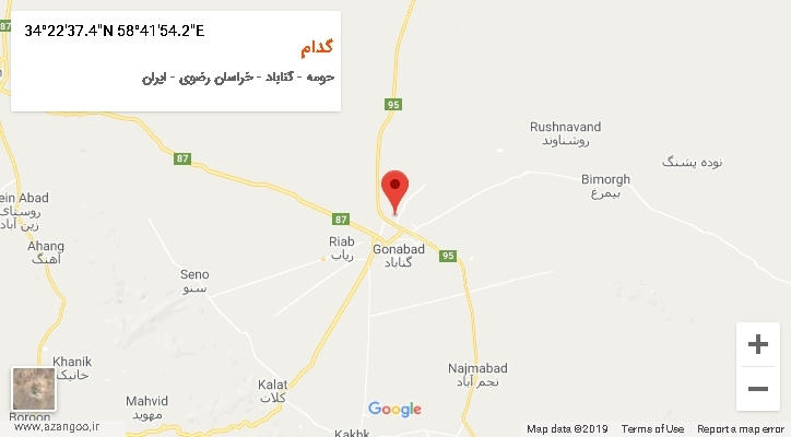روستای گدام بر روی نقشه