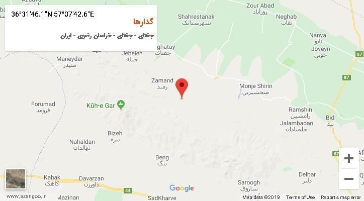 روستای گدارها بر روی نقشه
