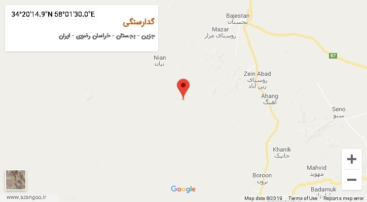 روستای گدارسنگی بر روی نقشه