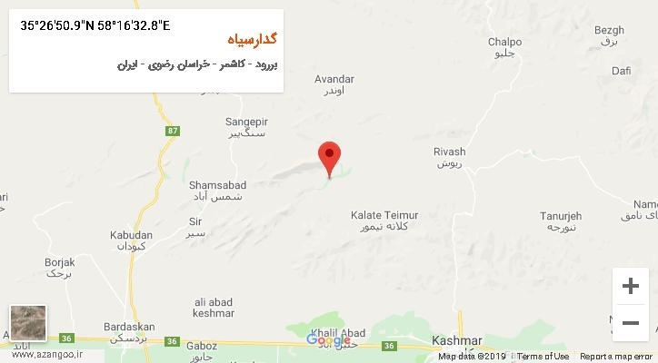 روستای گدارسیاه بر روی نقشه