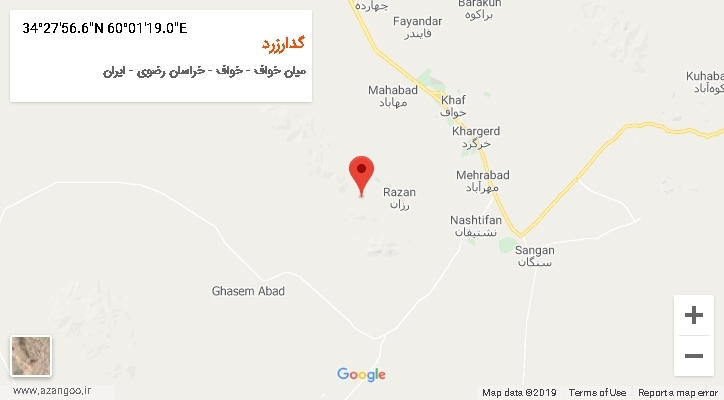 روستای گدارزرد بر روی نقشه