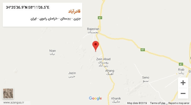 روستای قادرآباد بر روی نقشه