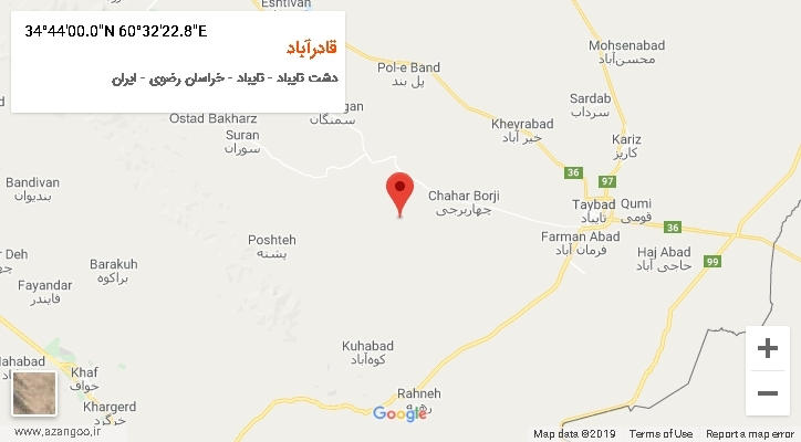 روستای قادرآباد بر روی نقشه