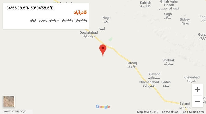 روستای قادرآباد بر روی نقشه