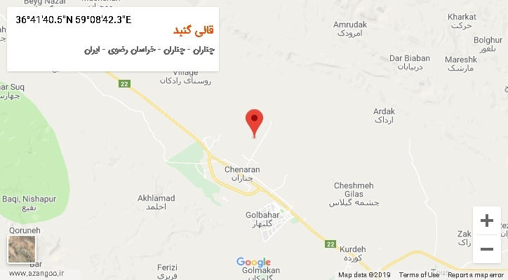 روستای قالی گنبد بر روی نقشه